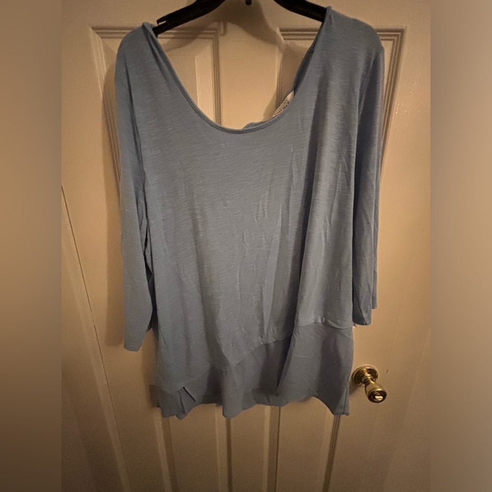 Ellen Tracy Company Hyacinth Blue Asymmetrical Hem Top - Size XXL​